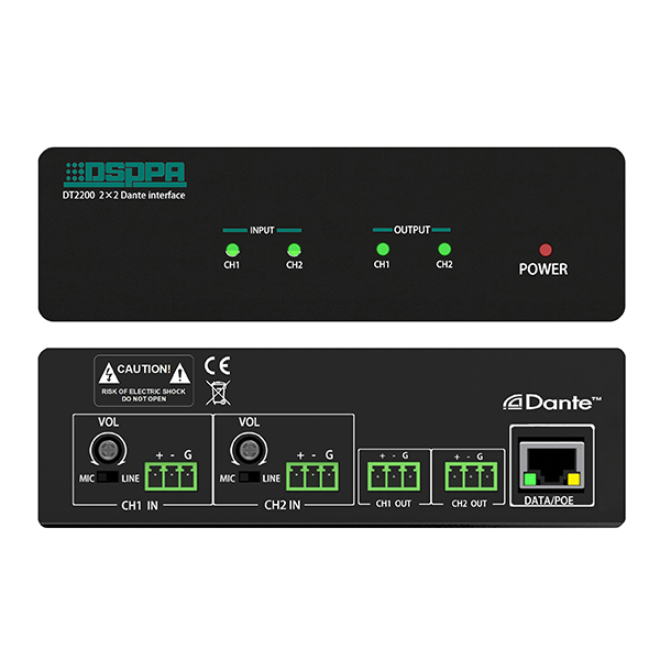 DT2200 2x2 Dante Audio Terminal