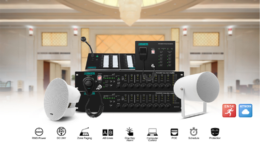 EN54 Intelligent Emergency Broadcast System for Hotels