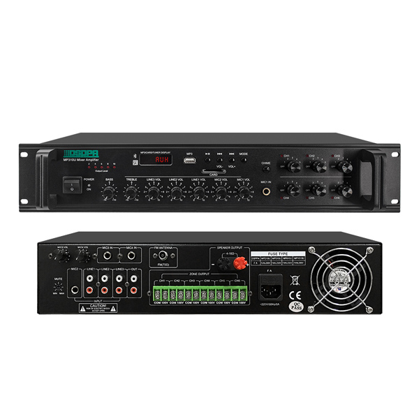 MP310U 120W 6 Zones Paging Amplifier with USB/ SD/ FM/ Bluetooth